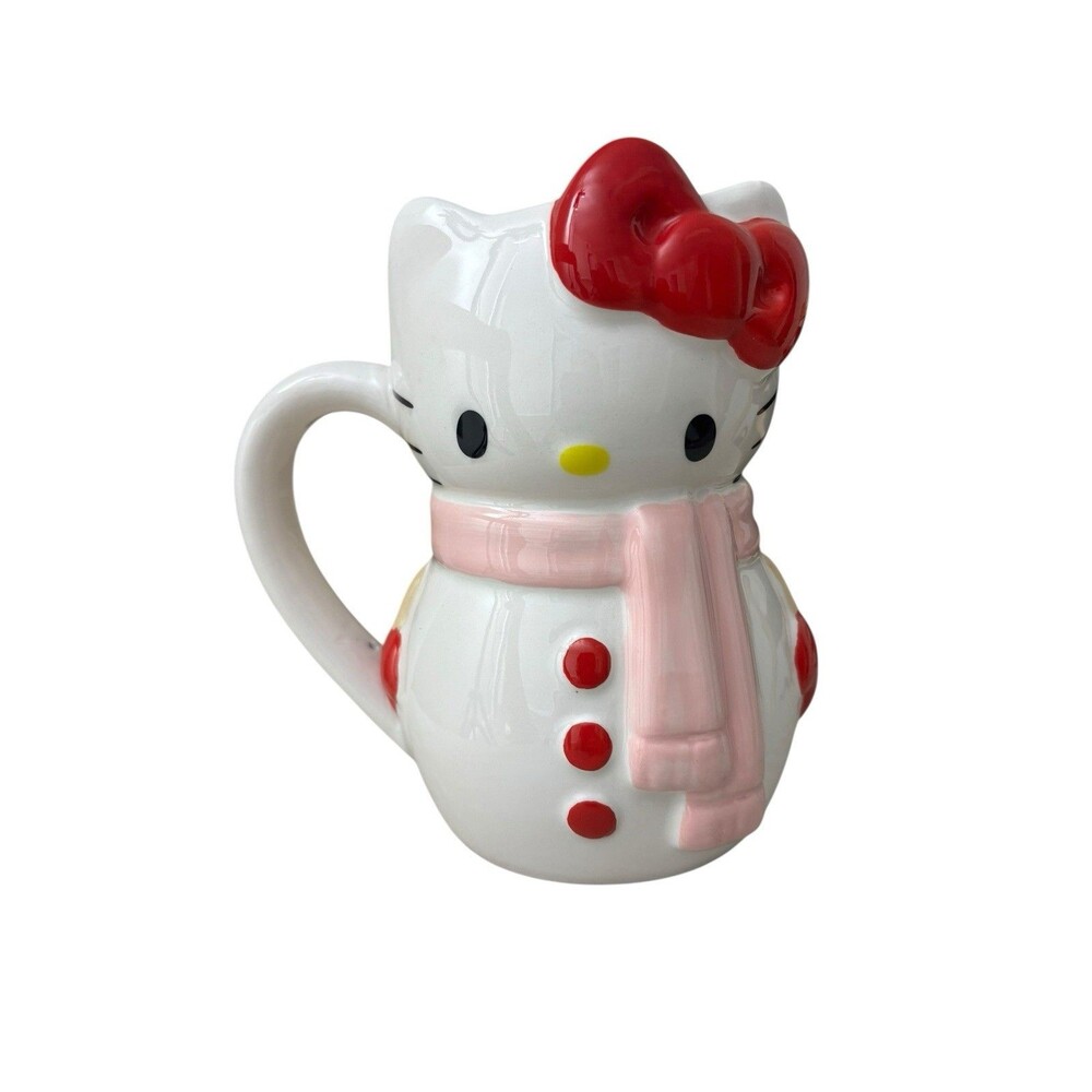 Sanrio Hello Kitty Snowman 20 Ounce 3D Sculpted Ceramic Mug Holiday‎ Christmas